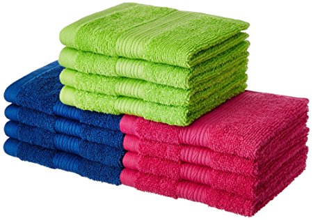 Solimo 12 Piece 500 GSM Cotton Face Towel Set - Multicolour