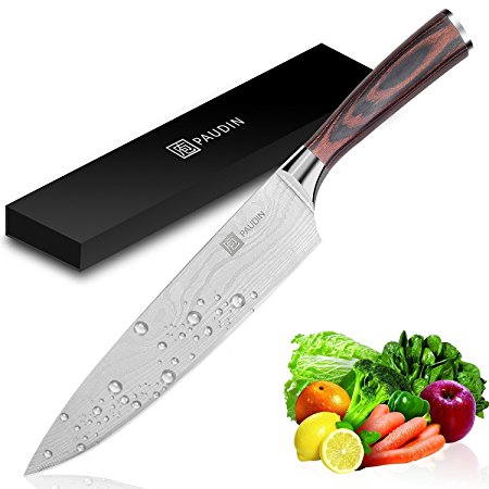 PAUDIN Chef Knife, 8-Inch Professional Kitchen knife, German Stainless-Steel Chef Knife with ergonomic handle, Ultra-Sharp, Wear Resistant, Anti Corrosion, Best Choice for Kitchen and Home