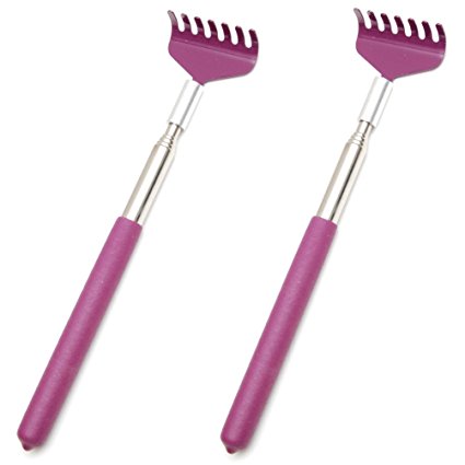 Favorict - Ultimate Telescopic Stainless Steel Extendable Back Scratcher (Pack 2, Purple)