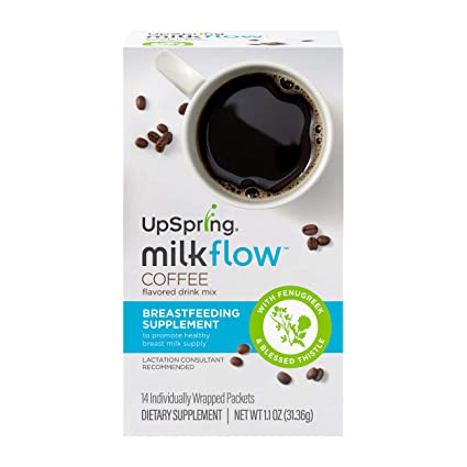 Milkflow Lactation Supplement Coffee Drink Mix by UpSpring | Breastfeeding Supplement, Promotes Breastmilk Supply | A Blend of Fenugreek & Blessed Thistle | Easy to Make Single-Serving Packs | 14Ct