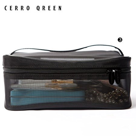 CERROQREEN Mesh Makeup Bag travel cases Organizer (big size black)