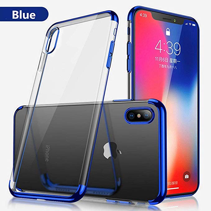 Dopoo TPU Case Compatible iPhone Xs Max, Ultra Thin Soft Cover Slim Transparent Phone Shell [Reinforced Drop Protection] for Xs Max(Dark Blue)-D4