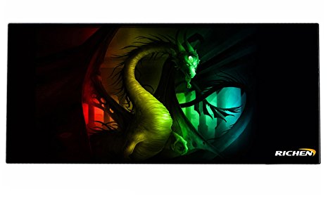 RICHEN Large Gaming Mouse Pad Mat, Office Mouse Pad Extra Large Size, Waterproof Material Extended XXL Size Mouse Mat Pad, Non-slippery Rubber Base ,35.4"x 15.5" (Edge Stitched) (GMP-20)