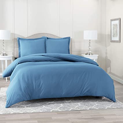 Nestl Bedding Duvet Cover 3 Piece Set – Ultra Soft Double Brushed Microfiber Hotel Collection – Comforter Cover with Button Closure and 2 Pillow Shams, Blue Heaven - Full (Double) 80"x90"