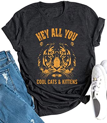 Vintage Tiger T Shirt for Women Funny Graphic Tee Tops Short Sleeve Casual Loose Tshirts Blouse Novelty Tv Show T-Shirt