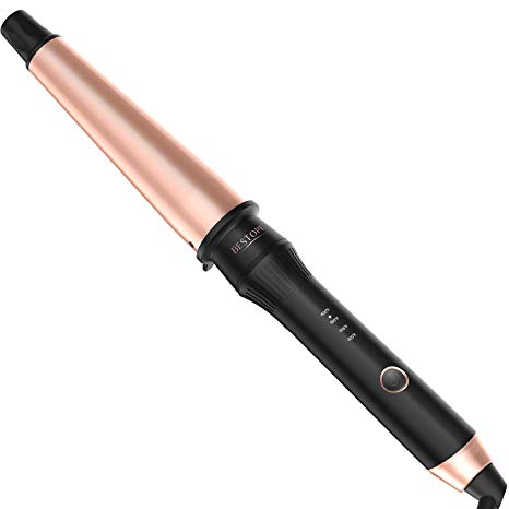 BESTOPE Curling Iron 1-1.5inch Tourmaline Ceramic Hair Curling Wand with Instant Heat, 360 Auto Ratating and Anti-Scald Insulated Wand Tip