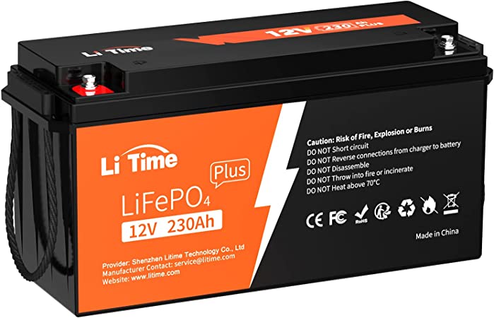 Litime 12V 230Ah Plus LiFePO4 Battery Built-in 200A BMS, Max 2944Wh Energy, Lithium Iron Phosphate Battery Perfect for Solar System, RV, Camping, Boat, Home Energy Storage…