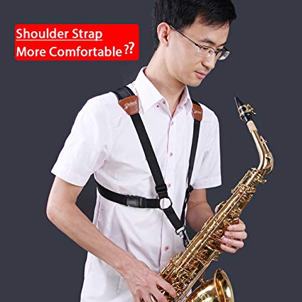Jiuxun Saxophone Strap Adjustable Harness of Double Shoulder for Tenor Alto Saxophone With Snap HookSmall-sized for body height 49in-55in (125cm-140cm)