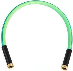 Atlantic Female to Female Heavy Duty Garden Hose 5/8 Inch x 3 Foot Green Water Hose Short Connection Leader Hose (3FT Female-Female)