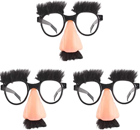 Halloween Disguise Glasses Halloween Big Nose Glasses Disguise Glasses Funny Disguise Glasses Funny Nose Funny Glasses Eyebrows and Mustache for Halloween Party Decoration Adult 3 Pieces (Black)