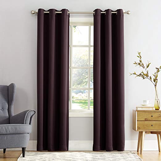 Sun Zero Easton Blackout Energy Efficient Grommet Curtain Panel, 40" x 63", Blackberry