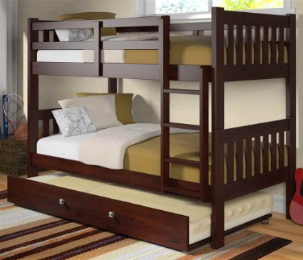 Twin Over Twin Bunk Bed with Twin Trundle Bed