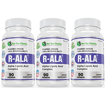 R-ALA Healthy Glucose Metabolism R-Alpha Lipoic Acid 200mg 270 Capsules 3 Bottles