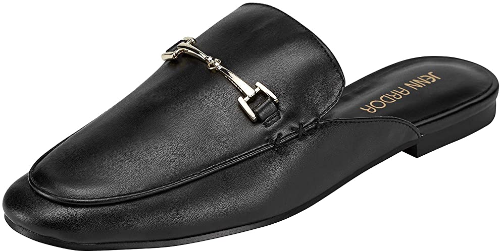 JENN ARDOR Women’s Mule Flats Shoes Pointed Toe Backless Slipper Slip On Loafer Shoes