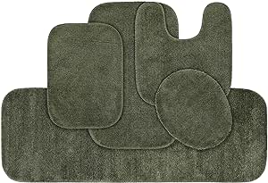 Garland Rug Traditional 5 Piece Nylon Washable Bathroom Rug Set Deep Fern