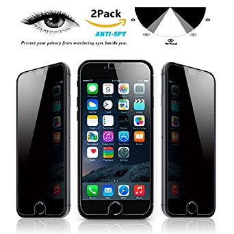 [2 Pack] iMoreGro iPhone 7 4.7" Privacy Anti-Spy Glass Screen Protector, [Tempered Glass] Ballistics 0.3mm 9H Hardness Featuring Anti-Scratch, Anti-Fingerprint, Bubble Free - Retail Packaging