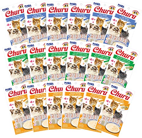 INABA Churu Lickable Purée Natural Cat Treats (Tuna and Chicken Variety Pack, 72 Tubes)