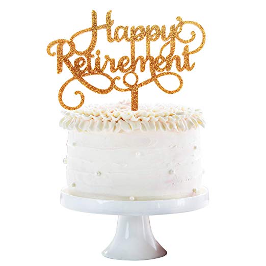 Happy Retirement Acrylic Cake Topper Party Sign Gold