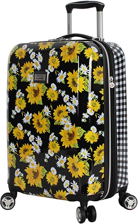 Betsey Johnson Luggage Hardside Carry On 20" Suitcase With Spinner Wheels (20in, Sunflower)