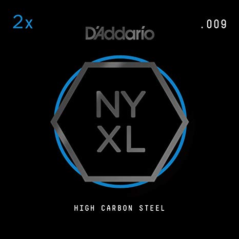 D'Addario NYXL Plain Steel Guitar Strings, .009, 2 singles per pack