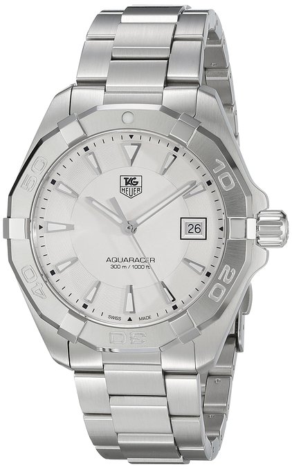 TAG Heuer Men's 'Aquaracer' Quartz Stainless Steel Dress Watch, Color:Silver-Toned (Model: WAY1111.BA0928)