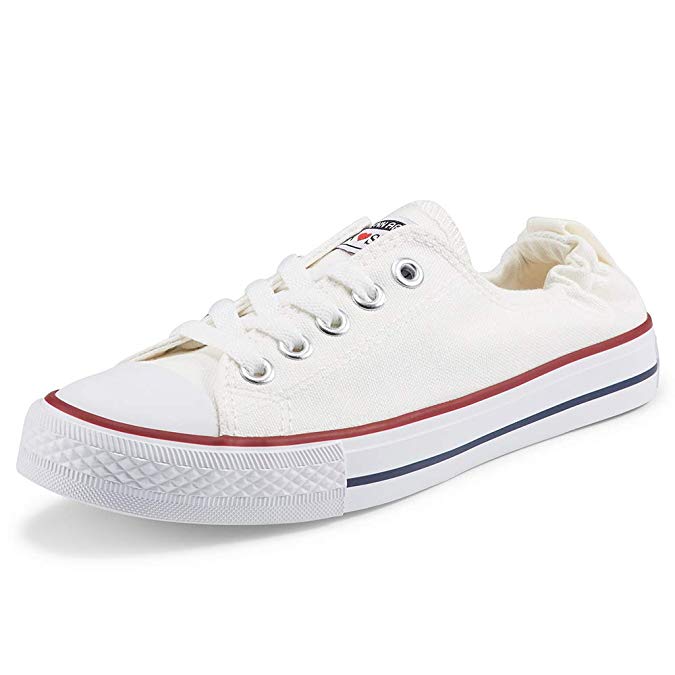 Women’s Low Top Sneaker Fashion Lace Up Canvas Sneakers Shoes Classic Walking Shoes for Women