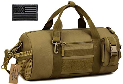 ArcEnCiel Mens Gym Pack Military Duffle Molle Tactical Cargo Gear Shoulder Bag with Patch