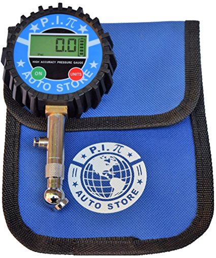 P.I. Auto Store Premium Digital Tire Pressure Gauge. 200Psi. Heavy Duty, highly accurate. With storage pouch. Best for Car, Truck, ATV, RV, Motorcycle & SUV.