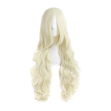 MapofBeauty 32" 80cm Light Blonde Long Hair Curly Wavy Wig Cosplay Costume Wig