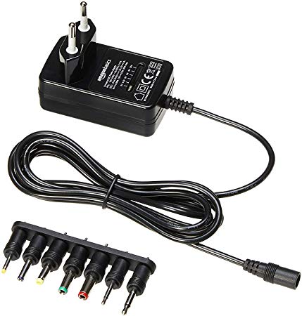 AmazonBasics Universal DC Power Adapter with 7 Removable Connectors 3-12V Reversible Polarity