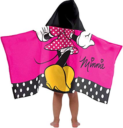Jay Franco Minnie Mouse Classic Super Soft & Absorbent Kids Hooded Bath/Pool/Beach Towel - Fade Resistant Cotton Terry Towel 22.5" Inch x 51" Inch (Official Product)