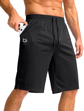 G Gradual Men's Athletic Shorts with Pockets 11" Long Basketball Shorts Lightweight Quick Dry Gym Workout Shorts for Men