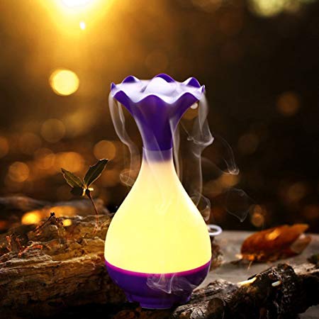 Bottle Night Light Essential Oil Diffuser, Air Aroma Humidifier Ultrasonic Mist Maker Fogger for Bedroom Office Car Spa Yoga,5V 100ml USB (Purple)
