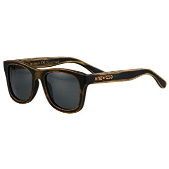 ANDWOOD Classic Wayfarer Bamboo Wood Sunglasses Polarized Lenses that float