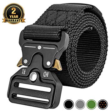 MOZETO Tactical Belt, Military Style 1.5 Inches Durable Nylon Web Belt with Quick-Release Heavy-Duty Metal Buckle Rigger Cobra Belt