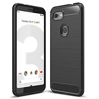 Google Pixel 3a case,MAIKEZI Soft TPU Brushed Anti-Fingerprint Full-Body Protective Phone Case Cover for Google Pixel 3a(Black Brushed TPU)