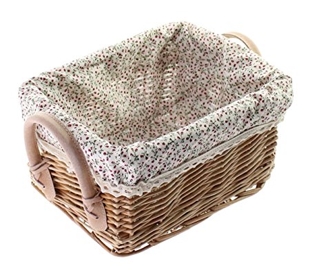 Desktop Storage Willow Basket - Cute Floral Design With Handle