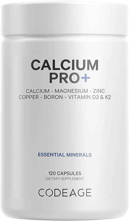 Codeage Calcium 500mg Supplement   Magnesium Zinc Copper Boron - Elemental Calcium Vitamin D3 Vitamin K2 - Bones Teeth Immune System Support Pills - 2-Month Supply- Vegan, Non-GMO - 120 Capsules