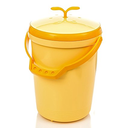 Tenby Living Food Waste Compost Bin for Kitchen Counter Top Use, Orange