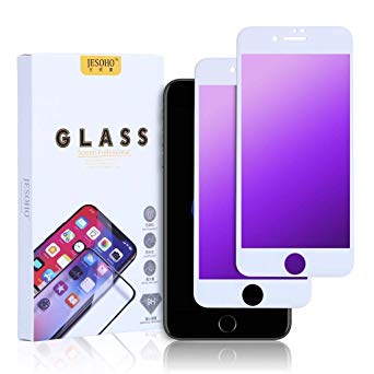 JESOHO Compatible with iPhone 7 Plus & 8 Plus White (2 Pack) Full Coverage Tempered Glass Screen Protector,4.7 inch, Anti-Scratches, Anti-Fingerprint, Anti-Blue Ray, 9H Hardness