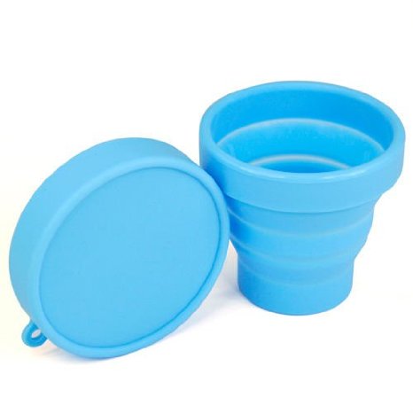 Sonline Space Saving Pop Up Camping Mug Collapsible Folding Travel Cup (Blue)