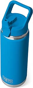 YETI Rambler 26 oz Bottle, Vacuum Insulated, Stainless Steel with Color Matching Straw Cap, Big Wave Blue