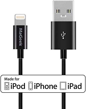 MaGeek 3.3ft Apple MFi Certified Lightning to USB Cable Data Cable Charge Cord for iPhone X 8 8 Plus 7 7 Plus 6s 6 Plus 5s 5c 5, iPad Pro Air Mini, iPod Touch(Black)