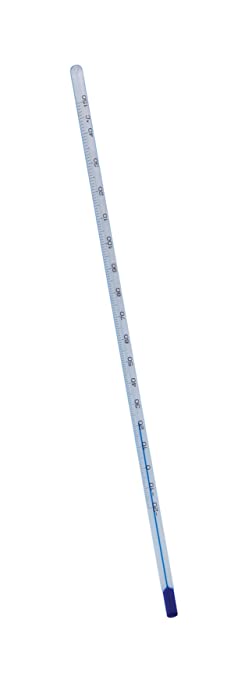 Thermco B200CWS General Laboratory Blue Spirit Filled Thermometer, -10 to 200°C Range, 1°C Division, Total Immersion, 406mm Length