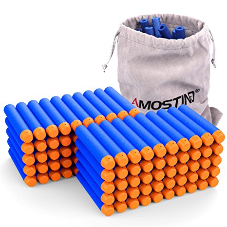 AMOSTING Refill Darts 100PCS Bullets Ammo Pack for Nerf N-Strike Elite Series – Blue