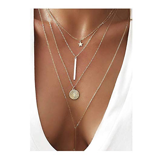 Dainty Coin Cross Pendant Layered Necklace Choker Whit Exquisite Crescent Gold Necklace for Women Lady Girls Gift Jewelry… …
