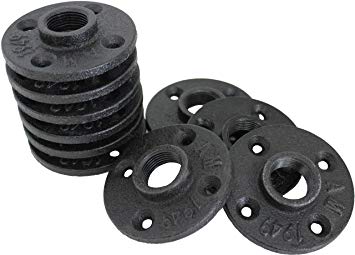 3/4'' Malleable Black Iron Floor Flange Threaded Bearing Pipe Fittings for Industrial Furniture/DIY Decor (3/4 inch) 10 Pack Flanges - by NODNAL Co.