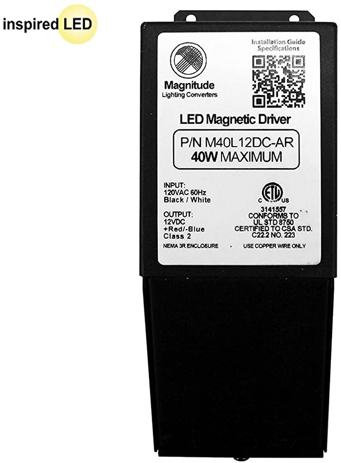 12V Magnitude Magnetic Dimmable LED Driver Transformer Hardwired Under Cabinet Lighting 40 Watt - Inspired LED