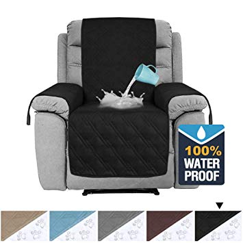 H.VERSAILTEX 100% Waterproof Furniture Protectors for Recliner Chair Covers for Leather, Non-Slip Recliner Slipcover Recliner Chair Covers for Living Room, Slipcovers for Recliner (Recliner, Black)