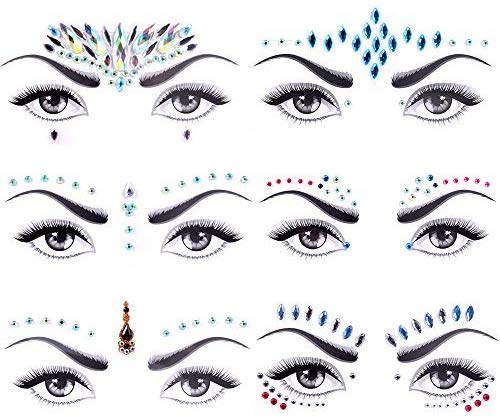 Lady Up 6 PCS Face Jewels Tattoo Set Mermaid Gem Rhinestones Eyes Body Stickers Bindi Crystals Glitter for Rave Party Festival (style 5)